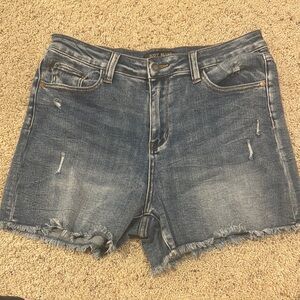 Judy Blue Distressed Jean Shorts - Blue